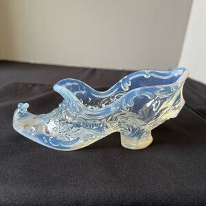 Vintage Clear Opalescent Blue Glass Slipper